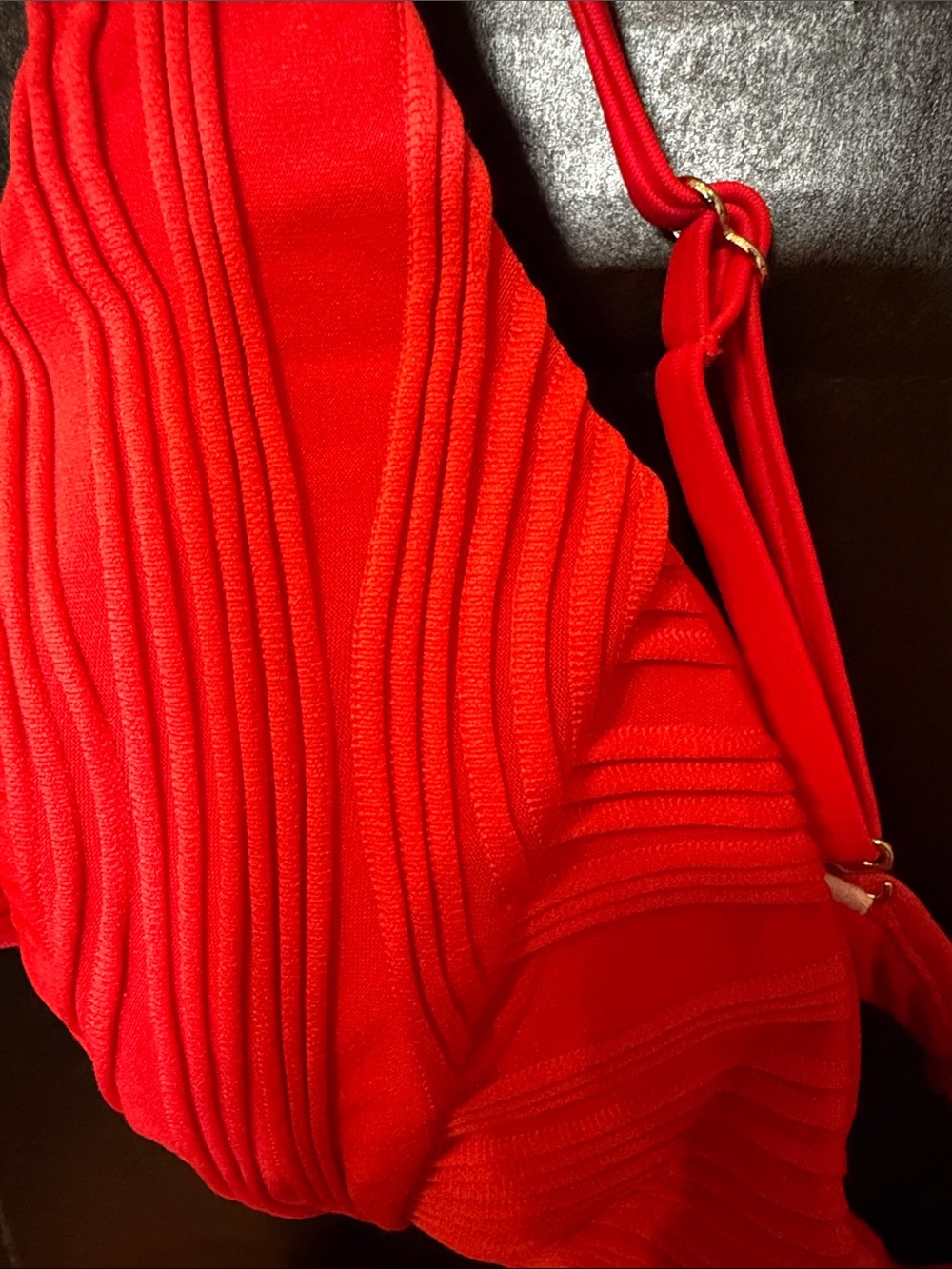 Zaful Bright Red Textured Tie-Side Bikini - Picture 6 of 8
